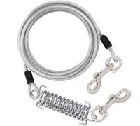 Xshelley Diameter(5 mm) Dog Tie Out Cable-5 m Heavy Duty Dogs Chain with Shock Absorbing Spring-Yard Camping Outdoor Sturdy Lead for Small to Large Dog Up to 150kg