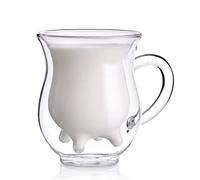 Xshelley Double Wall Glass Cup - Creative Cup Cute Calf Insulated Mugs Thermo Coffee Milk Cups Creamer Pitcher (250 ml/8.45 oz)