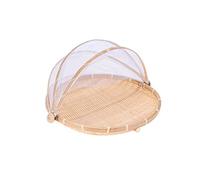 Xshelley round bamboo tent basket with lid, vegetables/fruits, bread, storage basket (30cm in diameter)