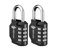 XShield 4-Digit Combination Padlock | Heavy-Duty Keyless Lock with 10,000 Code Options | Weather Resistant Alloy Body | Ideal for Lockers, Gates, Gym, Outdoor & Travel - Black (Pack of 2)