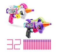 XSHOT Blastercorn 2-Pack by ZURU - Unicorn-Themed Dart Blasters in White & Purple with Flapping Wings, 32 Air Pocket Darts & 90ft Range, Outdoor Toy for Kids Ages 8+, Teens & Adults