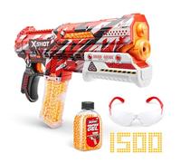 XSHOT Hyper Gel Clutch, a Manual Prime Blaster with 1,500 Hyper Pellets, a 100 capacity hopper & 400 capacity magazine. Includes protective eyewear. Ages 14 & up by ZURU.