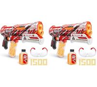 XSHOT Hyper Gel Clutch, a Manual Prime Blaster with 1,500 Hyper Pellets, a 100 capacity hopper & 400 capacity magazine. Includes protective eyewear. Ages 14 & up by ZURU. (Pack of 2)