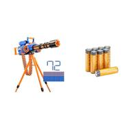 XSHOT Insanity Motorized Rage Fire by ZURU with 72 Darts, Air Pocket Technology Darts and Dart Storage, Motorized Blasting Power, Auto Feeding Belt, Tripod and Scope + Amazon basics pack of 8 AA
