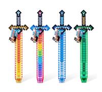 XSHOT Role Play Pixel Sword 4 Pack by ZURU - Foam Sword with Pixelated Design & Plastic Grip, Lightweight Safe Role Play Toy for Kids Ages 6+, Teens & Adults, Costumes, Cosplay & Backyard Battles