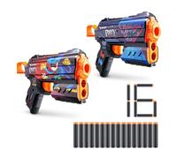 XSHOT Skins Flux Blaster - Poppy Playtime (2 Pack Jumpscare & Toony with 16 Darts), Easy Reload, Air Pocket Dart Technology, Toy Foam Blaster for Kids, Teens and Adults (Jumpscare & Toony)