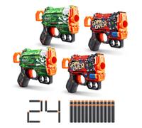 XSHOT Skins Menace Foam Dart Blaster (4 Pack, 24 Darts) Air Pocket Dart Technology, Major Brand Compatible, Toy Foam Dart Blaster for Kids, Teens, Adults, Frustration Free Packaging