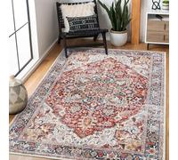 XSIVOD Vintage Non Slip Washable Rugs Living room, 90x150cm, Orange/Red