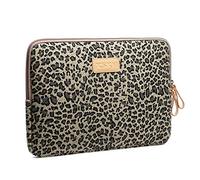 XSKN Canvas Fabric Stylish Leopard's Spots Print Style 7-15 Inch Laptop Sleeve Computer Protective Carrying Case Bag Cover for iPad/MacBook/Dell/HP/Lenovo etc. (Yellow, 15 inch)