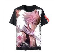 XSLGOGO Anime Fairy Tail T-Shirt Natsu Personalized Printed Cosplay Costume Lucy Short Sleeve for Unisex