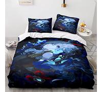 XSLGOGO Genshin Impact Bedding Set 3PCS Ganyu Hu Tao Klee Keqing Kaedehara Kazuha Prints Bedding Set Anime Quilt Cover and Pillowcases Bedding Set