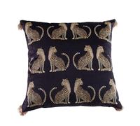 XSlive Decorative Lumbar Throw Pillow Cover with Tassels, with Leopard Print, Soft Velvet Luxury Pillow Case for Sofa, Sofa Bed, Bedroom (45x45 cm, Black)