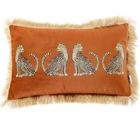 XSlive Fall Lumbar Decorative Throw Pillow Cover with Tassels Leopard Pattern Cushion Cover Luxury Style Soft Velvet Pillowcase for Sofa Couch Bedroom (12"x20",Orange)