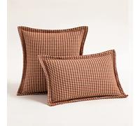 XSlive Farmhouse Throw Pillow Covers White and Orange Houndstooth Decorative Cushion Cover Woven Textured Square Pillow Case for Sofa Bedroom Living Room, 1 Piece (Orange,20"x20")