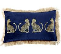 XSlive Lumbar Decorative Throw Pillow Cover with Tassels Leopard Pattern Cushion Cover Luxury Style Soft Velvet Pillowcase for Sofa Couch Bedroom (12"x20",Royal Blue)