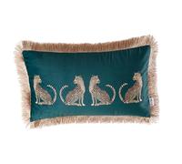 XSlive Lumbar Decorative Throw Pillow Cover with Tassels Leopard Pattern Cushion Cover Luxury Style Soft Velvet Pillowcase for Sofa Couch Bedroom (12"x20",Dark Green)