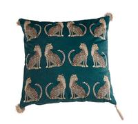 XSlive Lumbar Decorative Throw Pillow Cover with Tassels Leopard Pattern Cushion Cover Luxury Style Soft Velvet Pillowcase for Sofa Couch Bedroom (18"x18",Dark Green)