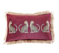 XSlive Lumbar Decorative Throw Pillow Cover with Tassels Leopard Pattern Cushion Cover Luxury Style Soft Velvet Pillowcase for Sofa Couch Bedroom (12"x20",Wine Red)