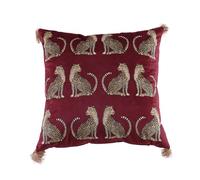 XSlive Lumbar Decorative Throw Pillow Cover with Tassels Leopard Pattern Cushion Cover Luxury Style Soft Velvet Pillowcase for Sofa Couch Bedroom (18"x18",Wine Red)