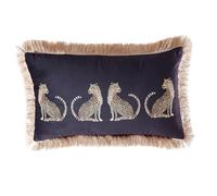 XSlive Lumbar Decorative Throw Pillow Cover with Tassels Leopard Pattern Cushion Cover Luxury Style Soft Velvet Pillowcase for Sofa Couch Bedroom (12"x20",Black)