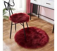 XSlive Luxury Faux Fur Round Area Rug Soft Fluffy Plush Circle Floor Carpet Mat for Sofa Bedroom Living Room Floor Decoration,1 Piece (Burgundy,Diameter 16")