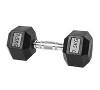 XSLRYH Hex Dumbbell, 5-40 kg Single Rubber Coated Cast Iron Hex Dumbbell with Metal Handles, Home Gym Dumbbells for Strength Training and Muscle Workout(7.5kg)