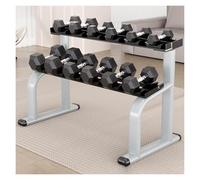 XSLRYH Hex Dumbbell Set, 75 kg-290 kg Rubber Encased Hex Dumbbell Weight Set with Two-Tier Storage Rack for Home Gym Muscle Building, Strength Training & Full Body Workout(210kg Set)