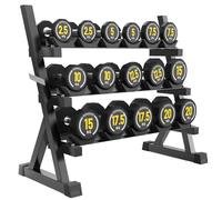 XSLRYH Pure Steel Dumbbell Set, 275 KG Rubber Coated Dumbbell Set, Home Strength Training Equipment with 3-Tier Rack and Anti-Slip Handle for Gym Muscle Building and Full Body Workout(180kg Set)