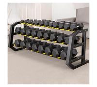 XSLRYH Rubber Coated Hex Dumbbell Weight Set, Strength Training Equipment Set with Anti-Slip Handle and 3-Tier Storage Rack for Home Gym Muscle Building and Full Body Workout(640kg Set)