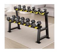 XSLRYH Rubber Coated Hex Dumbbell Weight Set with Anti-Slip Handle and Metal Storage Rack for Home Gym Muscle Building, Strength Training and Full Body Workout(140kg Set)