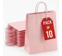 XSMALL 10 Pcs Paper party bags for kids party - Present holder with twisted handles - Pink gift bags Ideal for Easter, Anniversary, Birthdays, Weddings, Baby Showers (24×18×8 CM)
