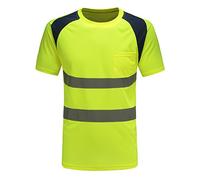 Xsmall Hi Vis Yellow T Shirt High Viz Tee Visibility 2 Band Work T-Shirt Breathable Reflective Tape Security Workwear Road Works Great Comfort & Retroreflective Visibility (XS, Yellow)