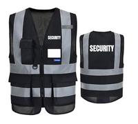 XSmall Security Black Hi Vis Vest for Men Women - 7 Pockets High Visibility Safety Vest With Zipper