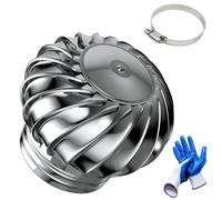 XSMYdpuk Whirlybird Turbine, Cap Vent Round, Roof Ventilator, 12 Inch External Extractor Wall Dryer Vent Cap, Stainless Steel Louver Grille Cover, DIY Easy Vent Hookup Kit, For Ventilation And Exhaus