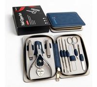 Xsomacis Nail Clippers Set Fingernail and Toenail Clipper Cutters, Manicure Pedicure Kit Stainless Steel 10pcs Professional Grooming Kits, Nail Care Tools with Portable Leather Case for Men or Women