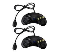 Xspeedonline 2Pcs Black 6-Button Wired Game Controller for SEGA Genesis, Gamed Joystick for Nintendo SNES