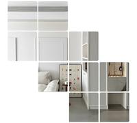 XSQD 10 Pcs Acrylic Mirrors, Self Adhesive Wall Soft Mirror Tiles, Frameless Wall Mirror Provides Clear Imaging, Home Decoration, Suitable for Living Rooms, Wardrobe Door, Bathroom, Bedroom (20x20cm)