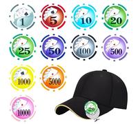 XSQD 11 Piece Golf Ball Markers, Different Denominations Golf Marker, Interesting Ball Marker, Ball Position Markers Poker Patterns, Capable Of Adsorbing Magnetic Cap Clips, Golf Accessories For Men