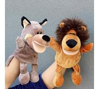 XSQD 2 Pieces Lion And Big Bad Wolf Hand Puppets, Children's Story Puppets Movable Open Mouths, Animal Ventriloquist Performance Puppet, Suitable For Parent-Child Interaction, Kindergarten