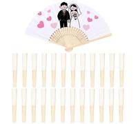 XSQD 25 Pieces Wooden Folding Paper Fan, White Hand Held Fans Folding, DIY Painting, Graffiti Hollow Bamboo Bone Fan, Decorative Fans Suitable for Walls, Weddings, Parties, and Classrooms
