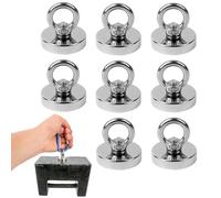 XSQD 8 PCS Circular Lifting Ring Neodymium Magnets, Neodymium Iron Boron Rare Earth Strong Magnetic Suction Cup, Fixture Holding Fixing Magnetic Seat, Suitable for Fixing Camera LED Light Bracket Base