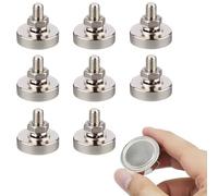 XSQD 8 PCS M6 External Thread Magnets Long Screw, Neodymium Iron Boron Rare Earth Strong Magnetic Suction Cup, Fixture Holding Fixing Magnetic Seat, Suitable for Fixing Camera LED Light Bracket Base