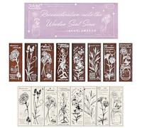 XSQD 8 Pcs Wooden Rubber Stamp Set, Personalized Stamps Seal, Decorative Collage of Flowers and Plants Patterns, Suitable for DIY Book Decoration, Wedding Invitations, and Gift Packaging