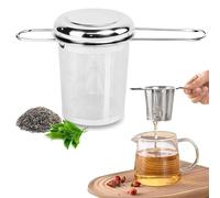 XSQD Double Ear Cup Tea Infuser, 304 Stainless Steel Tea Strainer, Foldable Handle Bulk Tea Filter, Portable Filter Hole Tea Leakage Brewing Device, Loose Leaf Tea Steeper Tea Set Accessories