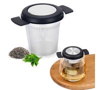 XSQD Double Ear Cup Tea Infuser, Stainless Steel Tea Strainer, Tea Filter with Silicone Handle to Prevent Scalding, Portable Tea Brewing Filter, Loose Leaf Tea Steeper Tea Set Accessories