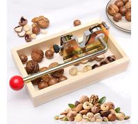 XSQD Nut Crackers, Adjustable Nut-Clip,With Wooden Storage Basket Nut Container, Nutcracker Open Tool, With Nutcracker With PP Ball Handle, Suitable For Walnuts, Nuts, Hazelnuts, Almonds