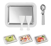 XSQD Small Homemade Ice Cream Maker, DIY Roll Ice-Cream Sorbet, Stainless Steel Frozen Yogurt Pan, Rolled Ice Cream Maker, Home Dessert Making Tools (with 2 Spatulas and 1 Ice-cream Scoop)