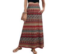 XSRYT 2025 Womens Boho Floral Maxi Skirt Fall Winter Stylish Elastic High Waisted A Line Long Skirts with Pockets, Flower-81b, S