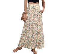 XSRYT 2025 Womens Boho Floral Maxi Skirt Fall Winter Stylish Elastic High Waisted A Line Long Skirts with Pockets, Flower-82b, S
