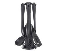 XSS 6-Piece Black Kitchen Utensils Set - Plastic Free, Nylon, Triangular, Rectangular, Serving, Dishwasher Safe
